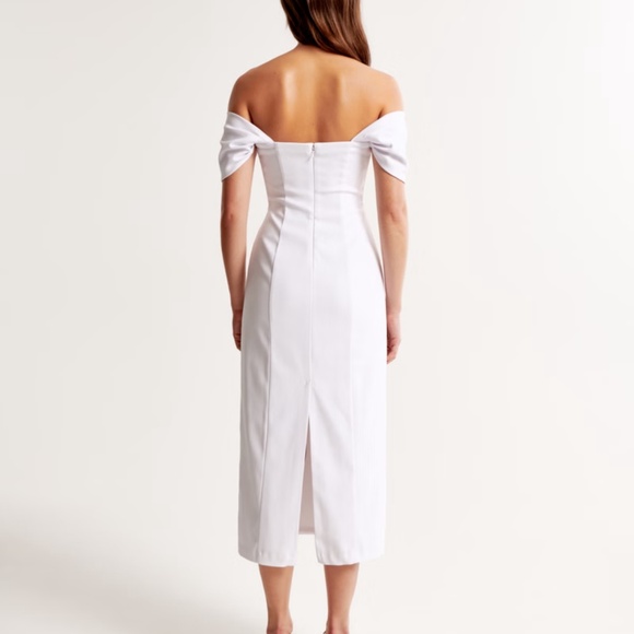 New Abercrombie & Fitch Clean Off-the-Shoulder Midi Dress Large Petite - Picture 5 of 5